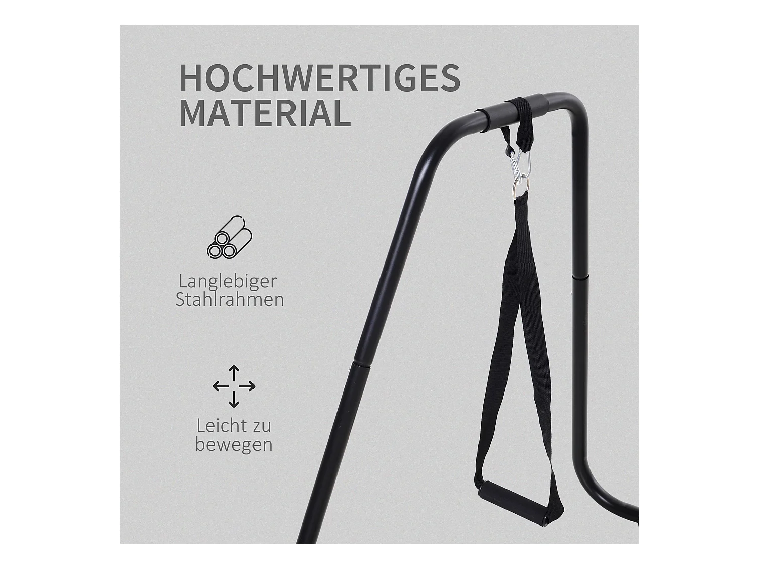 Station de dips avec entraîneur à sangle, structure en acier robuste, noir (90x81x92.5cm)