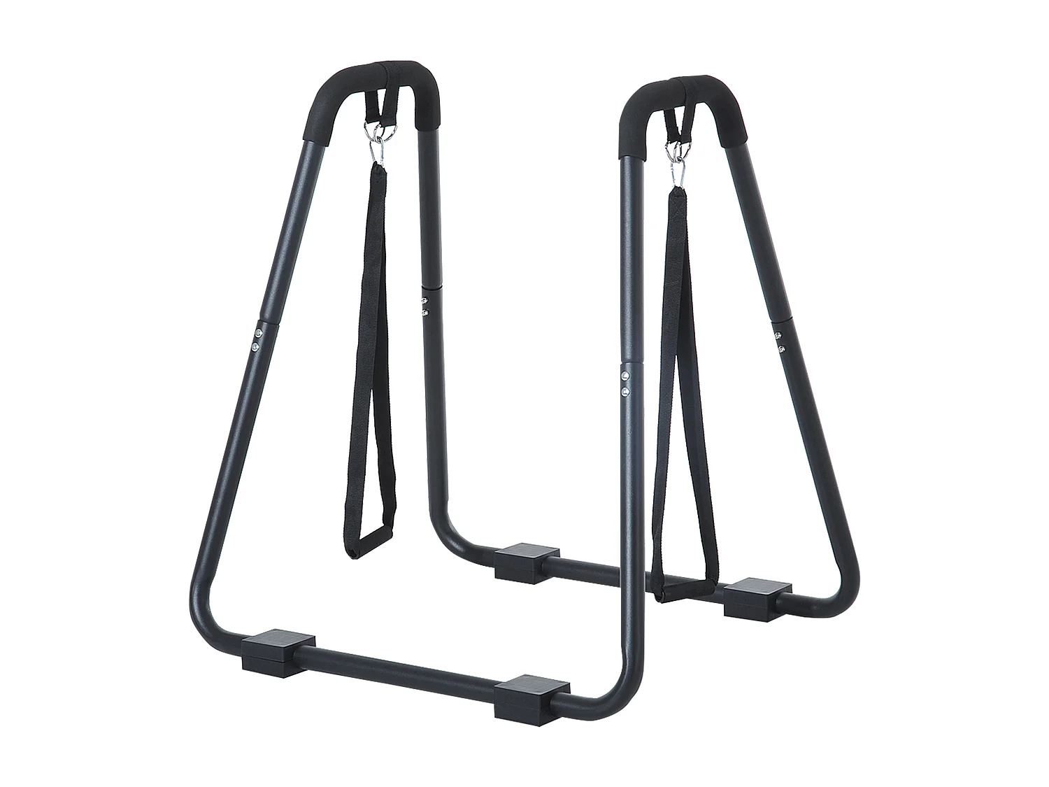 Station de dips avec entraîneur à sangle, structure en acier robuste, noir (90x81x92.5cm)