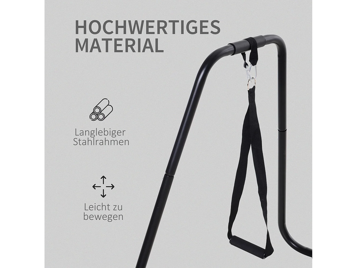 Station de dips avec entraîneur à sangle, structure en acier robuste, noir (90x81x92.5cm)
