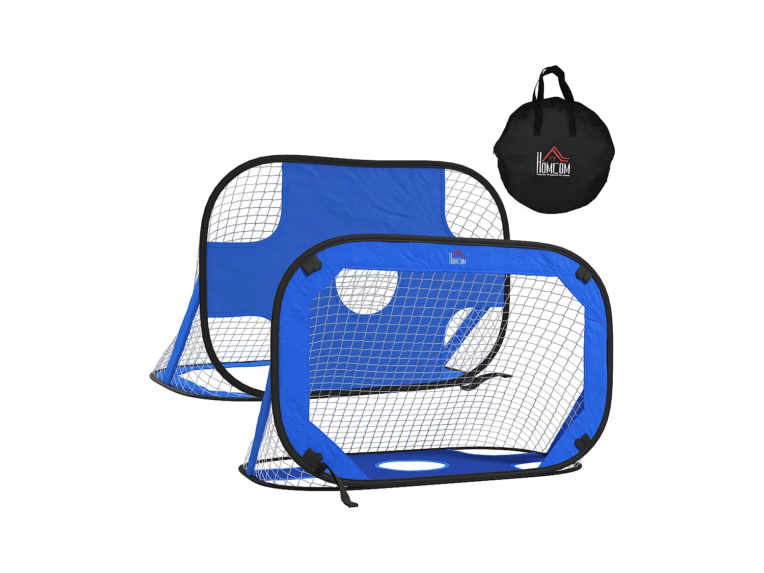 But de football Pop-Up, 2 pièces, portable et pliable, avec sac de transport, bleu (123x80x80 cm)