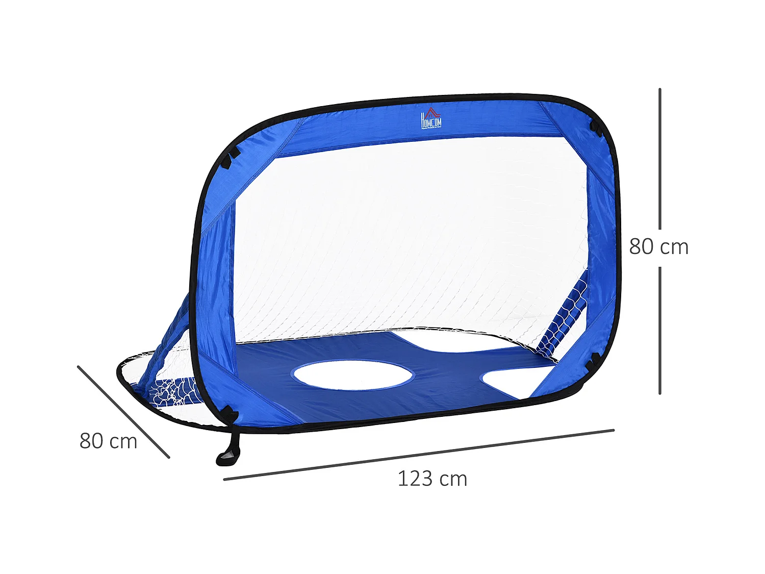 But de football Pop-Up, 2 pièces, portable et pliable, avec sac de transport, bleu (123x80x80 cm)