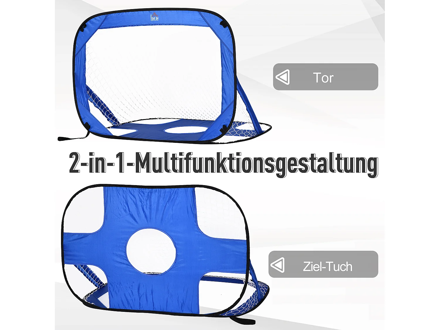 But de football Pop-Up, 2 pièces, portable et pliable, avec sac de transport, bleu (123x80x80 cm)