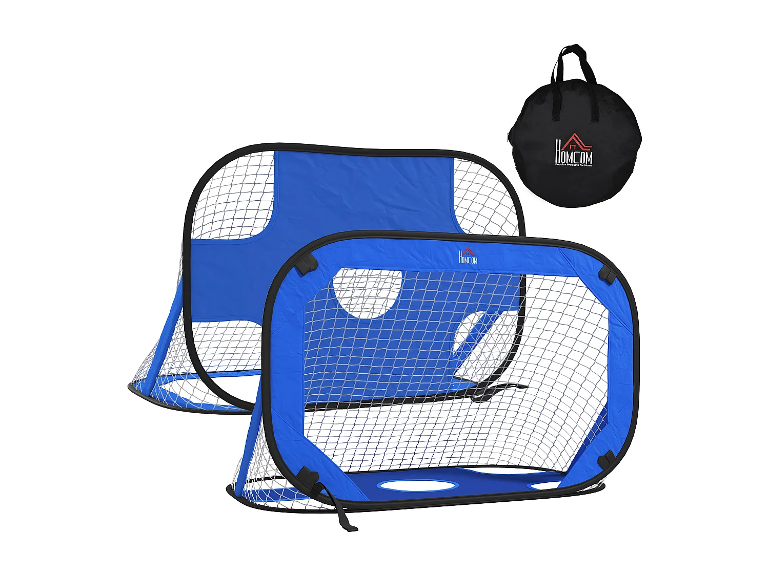 But de football Pop-Up, 2 pièces, portable et pliable, avec sac de transport, bleu (123x80x80 cm)