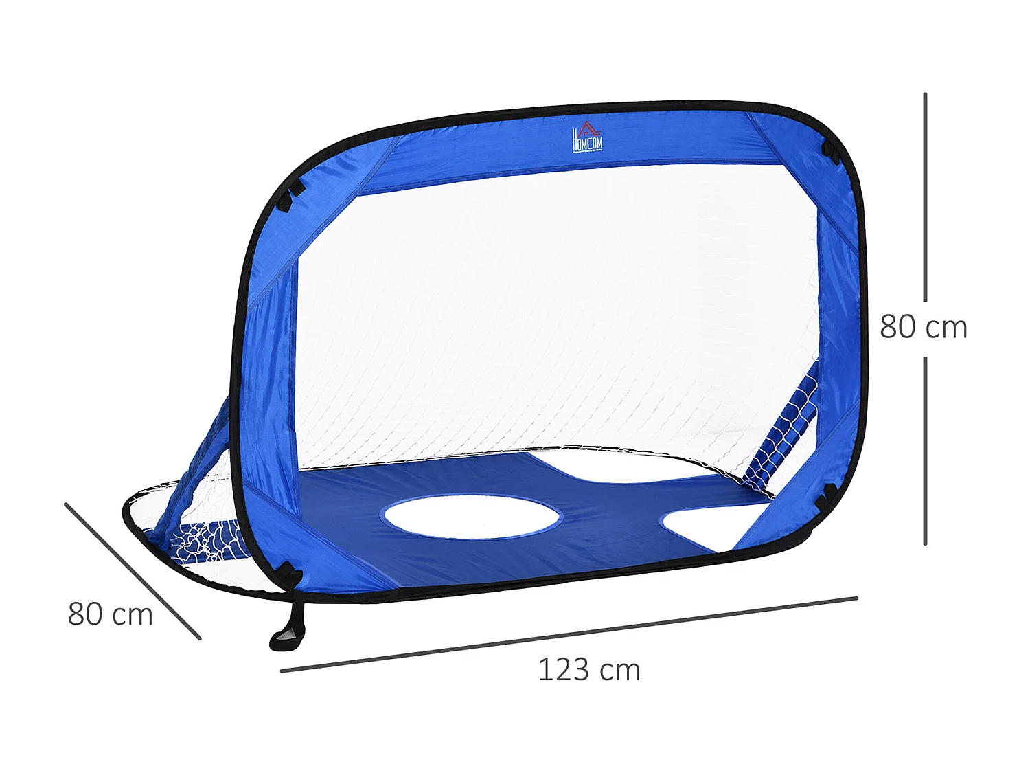 But de football Pop-Up, 2 pièces, portable et pliable, avec sac de transport, bleu (123x80x80 cm)