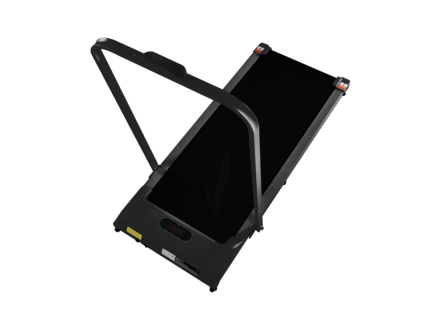 Tapis course pliable 2-en-1 maison/bureau, 1-6 km/h, LED, Bluetooth, support téléphone, métal noir (130x58x13cm)