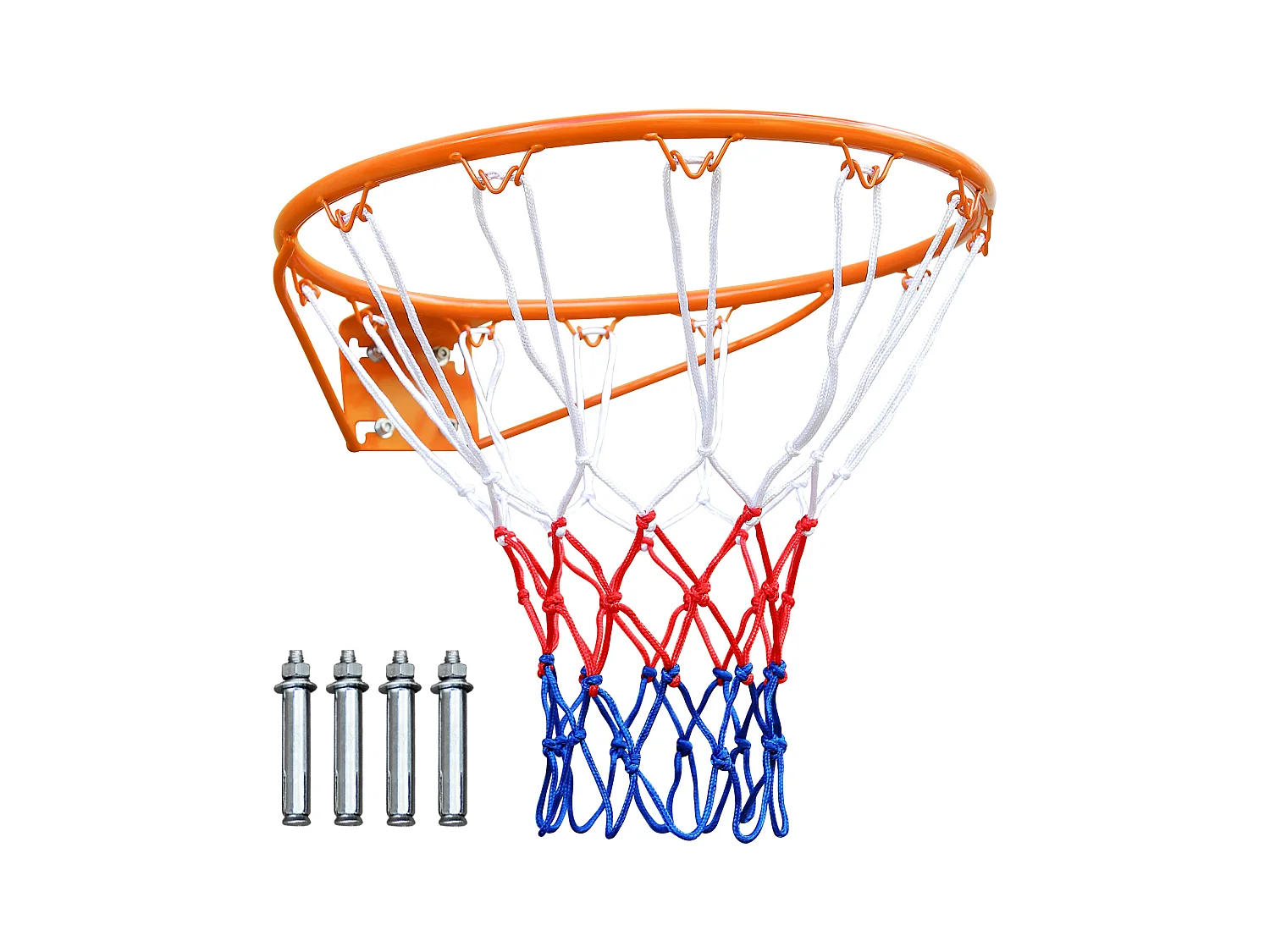 Canestro da basket di ricambio per impieghi gravosi, montaggio a parete/porta, acciaio, arancione con rete (58x50x10 cm)