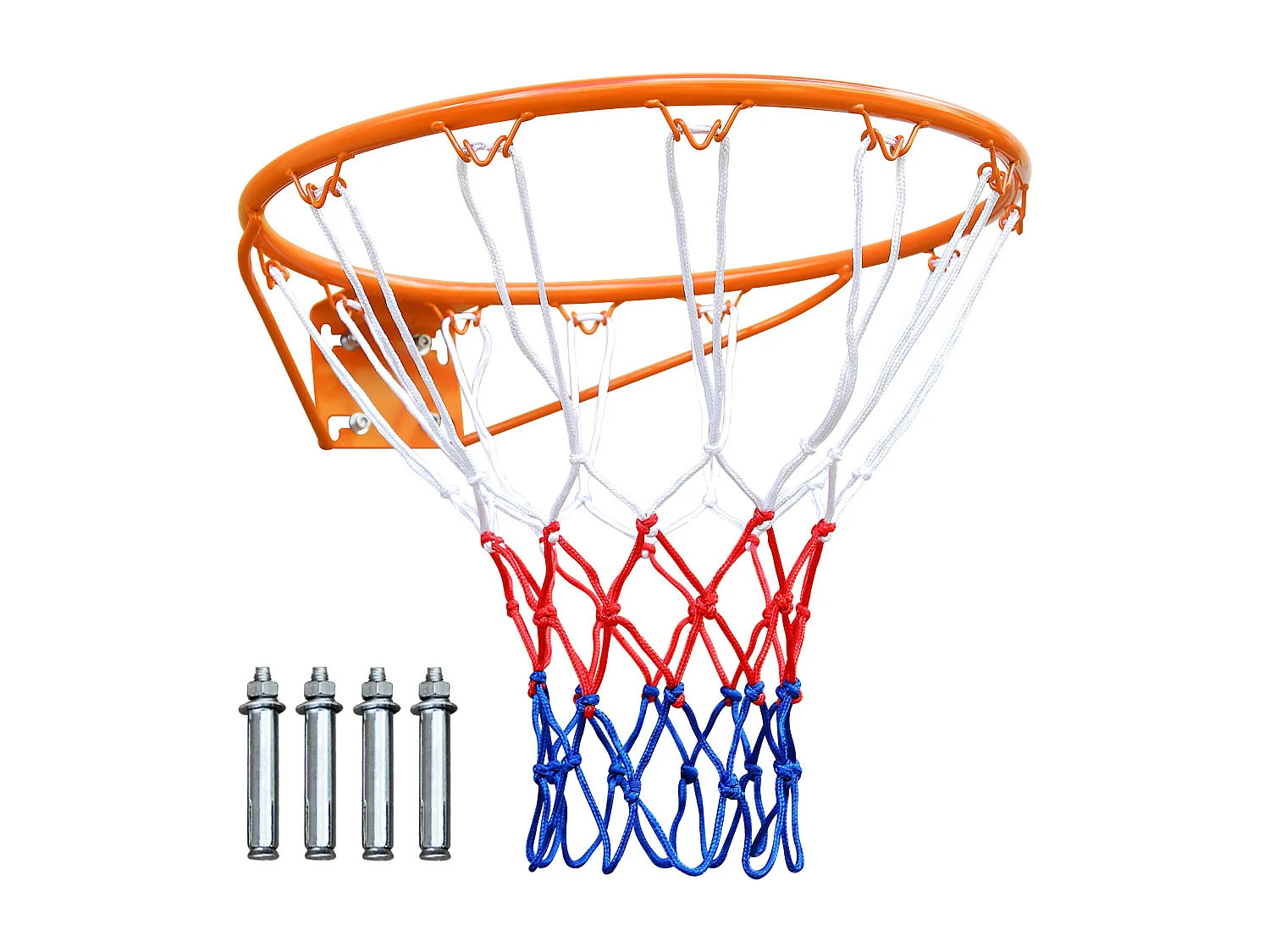 Panier de basket remplacement robuste, montage mural/porte, acier, orange avec filet (58x50x10 cm)