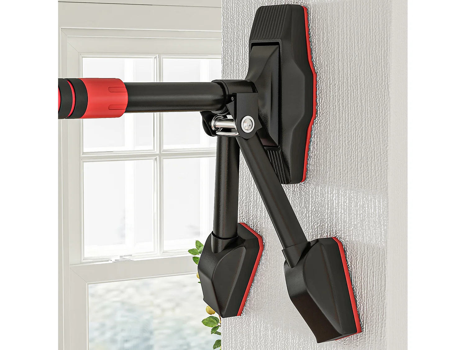 Barre de traction réglable pour cadre de porte, support triangulaire, plastique, noir (79-98x7.5x15cm)