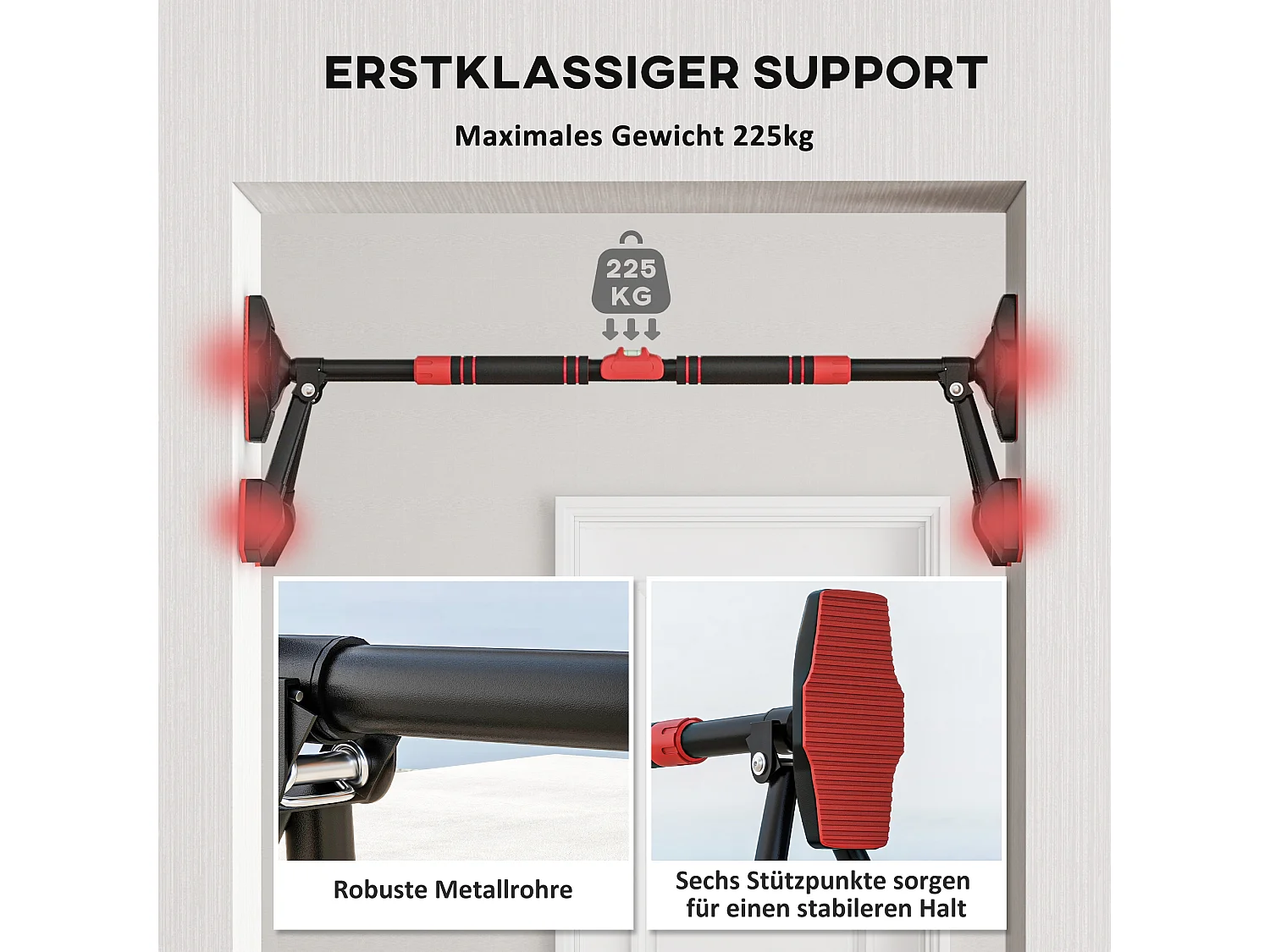 Barre de traction réglable pour cadre de porte, support triangulaire, plastique, noir (79-98x7.5x15cm)