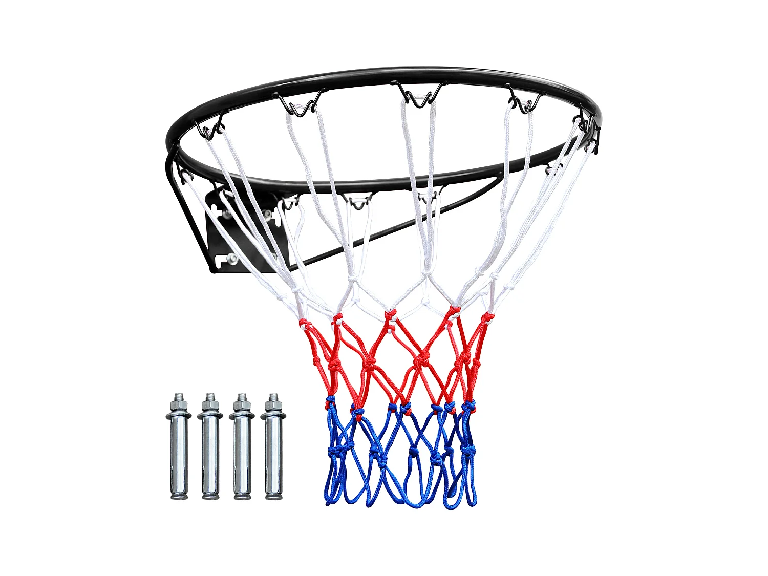 Canasta de baloncesto de repuesto resistente, para montaje en pared o puerta, de hierro y nailon, color negro (60 x 52 x 12 cm)