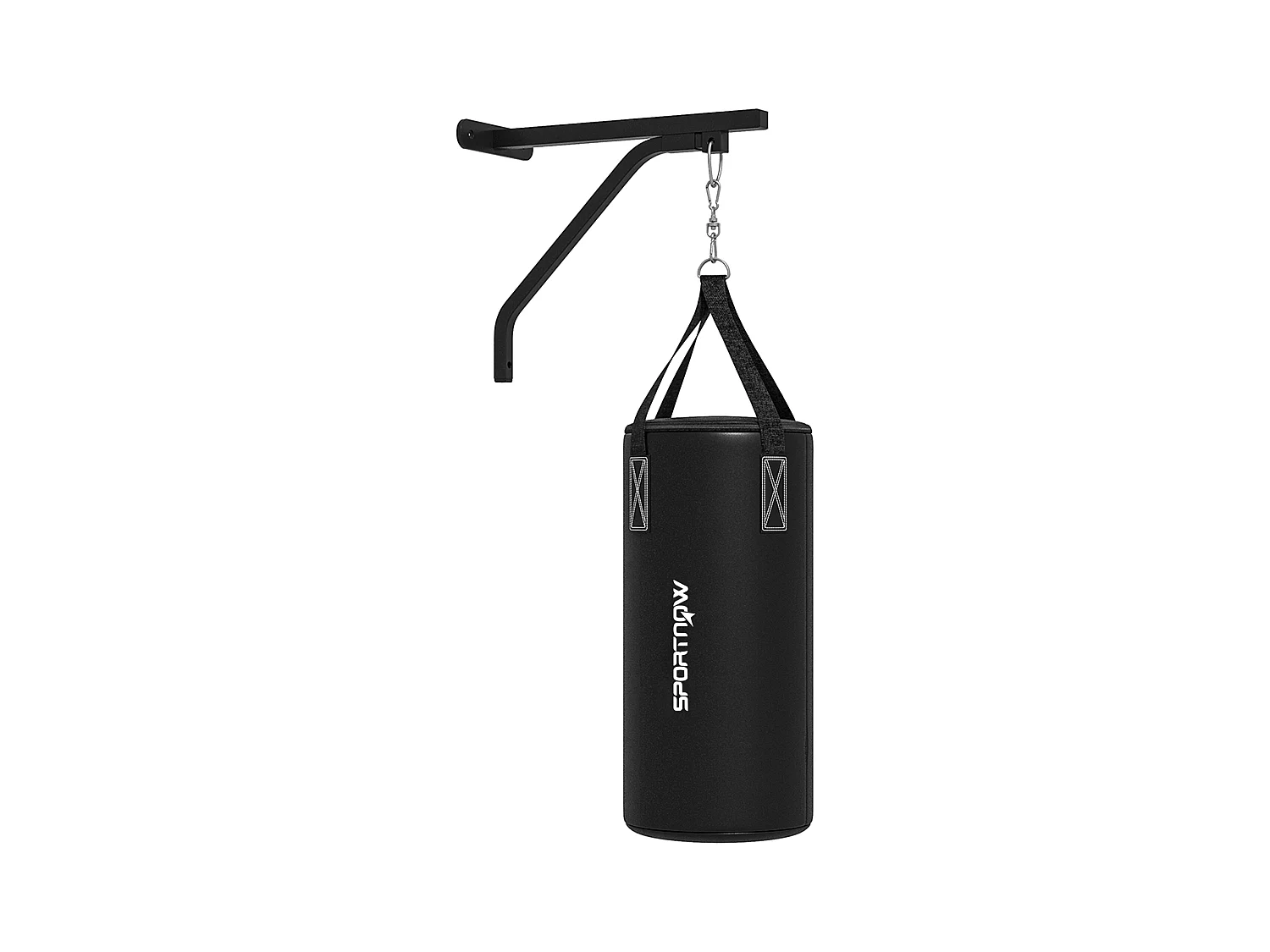Soporte de boxeo con bolsa, gancho giratorio de 360°, acero, negro (43 x 20 x 37 cm)
