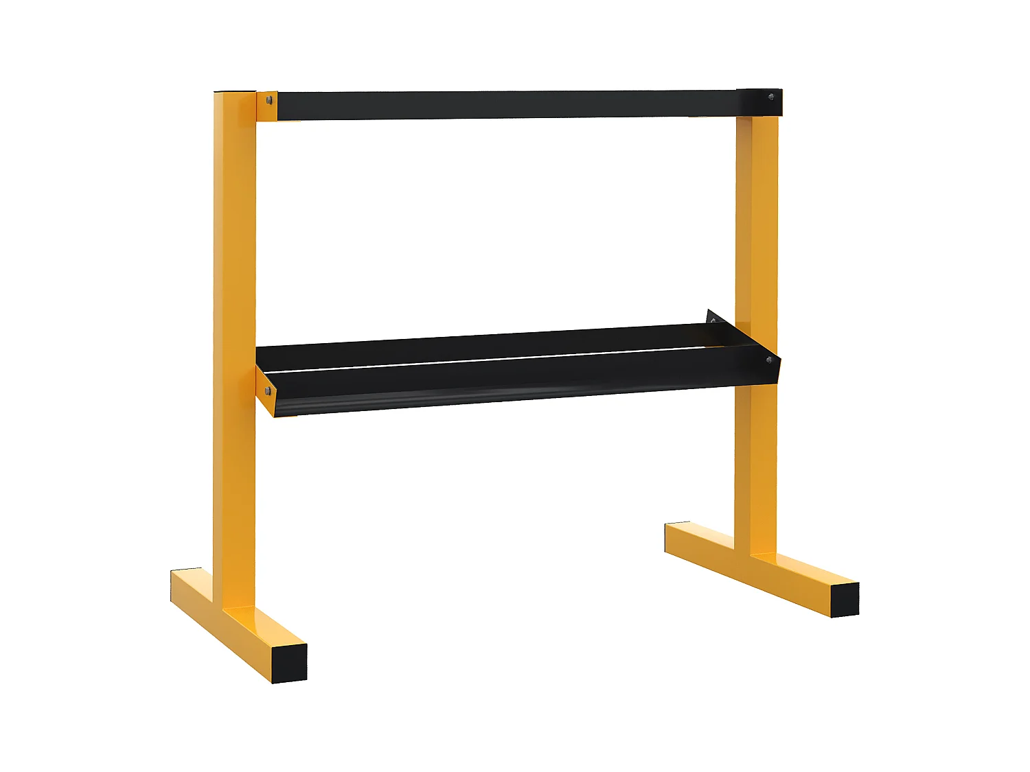 Support haltères 2 niveaux, acier, jaune (92.5x50.5x80.5cm)