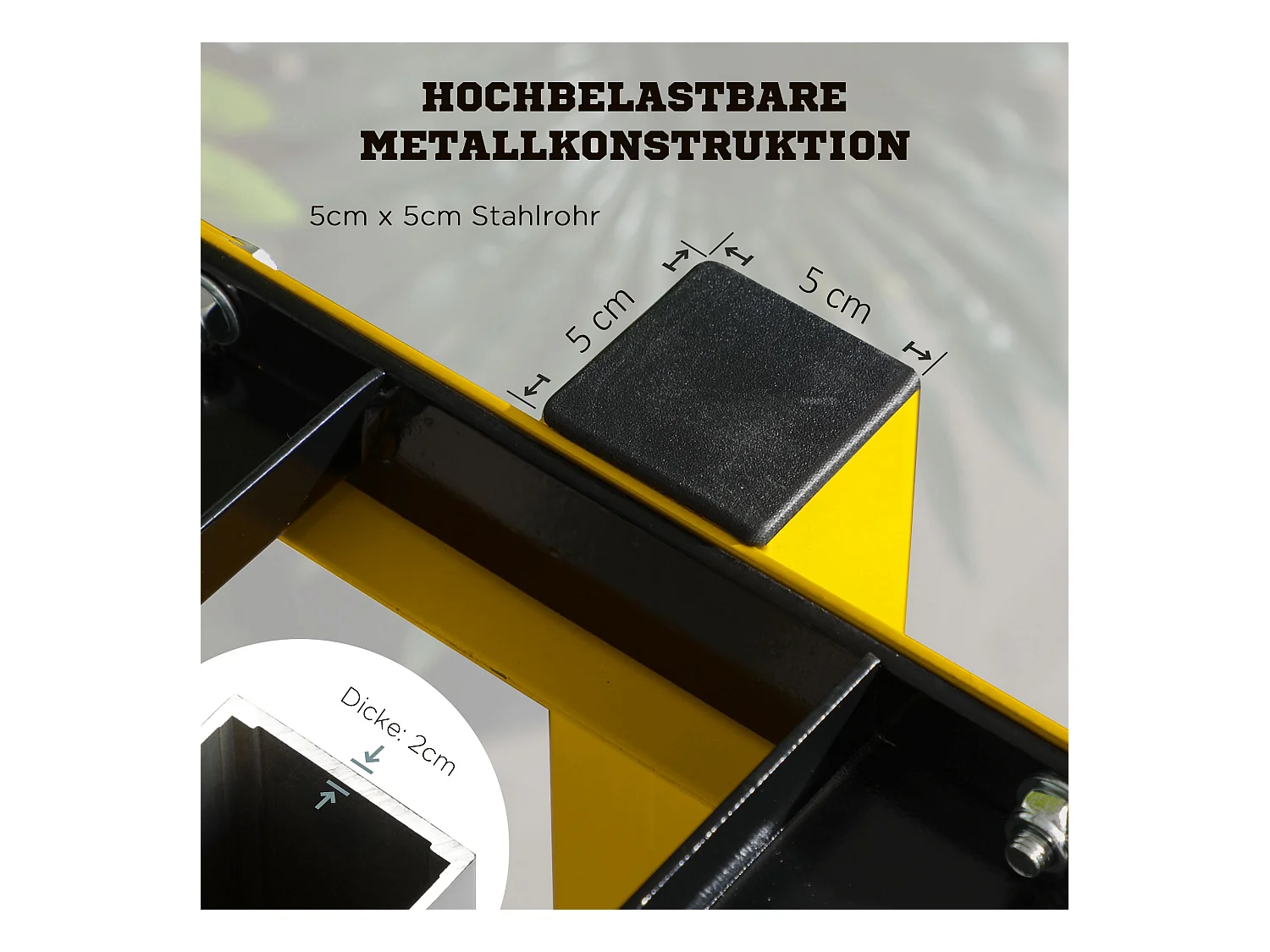 Support haltères 2 niveaux, acier, jaune (92.5x50.5x80.5cm)