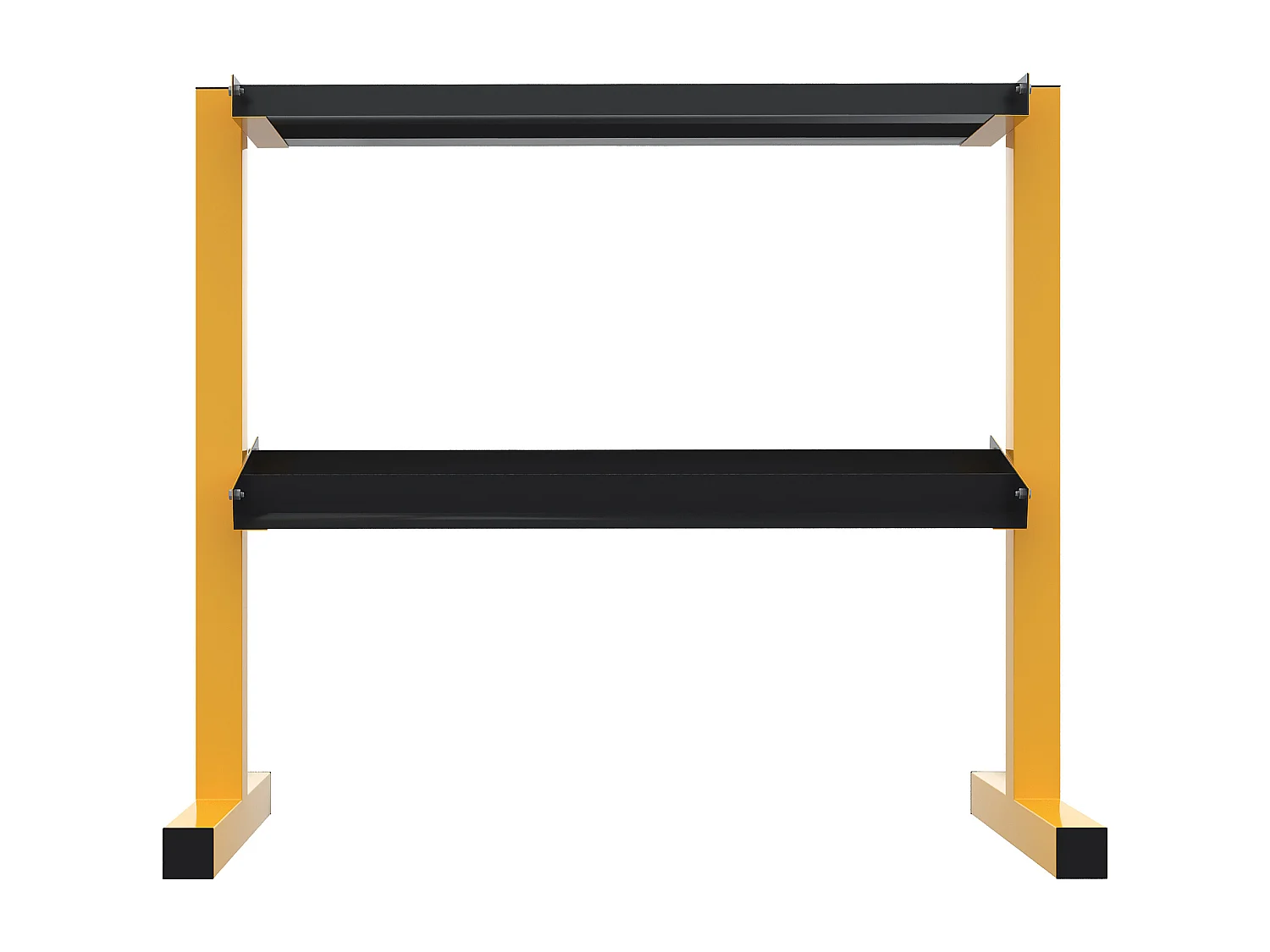Support haltères 2 niveaux, acier, jaune (92.5x50.5x80.5cm)