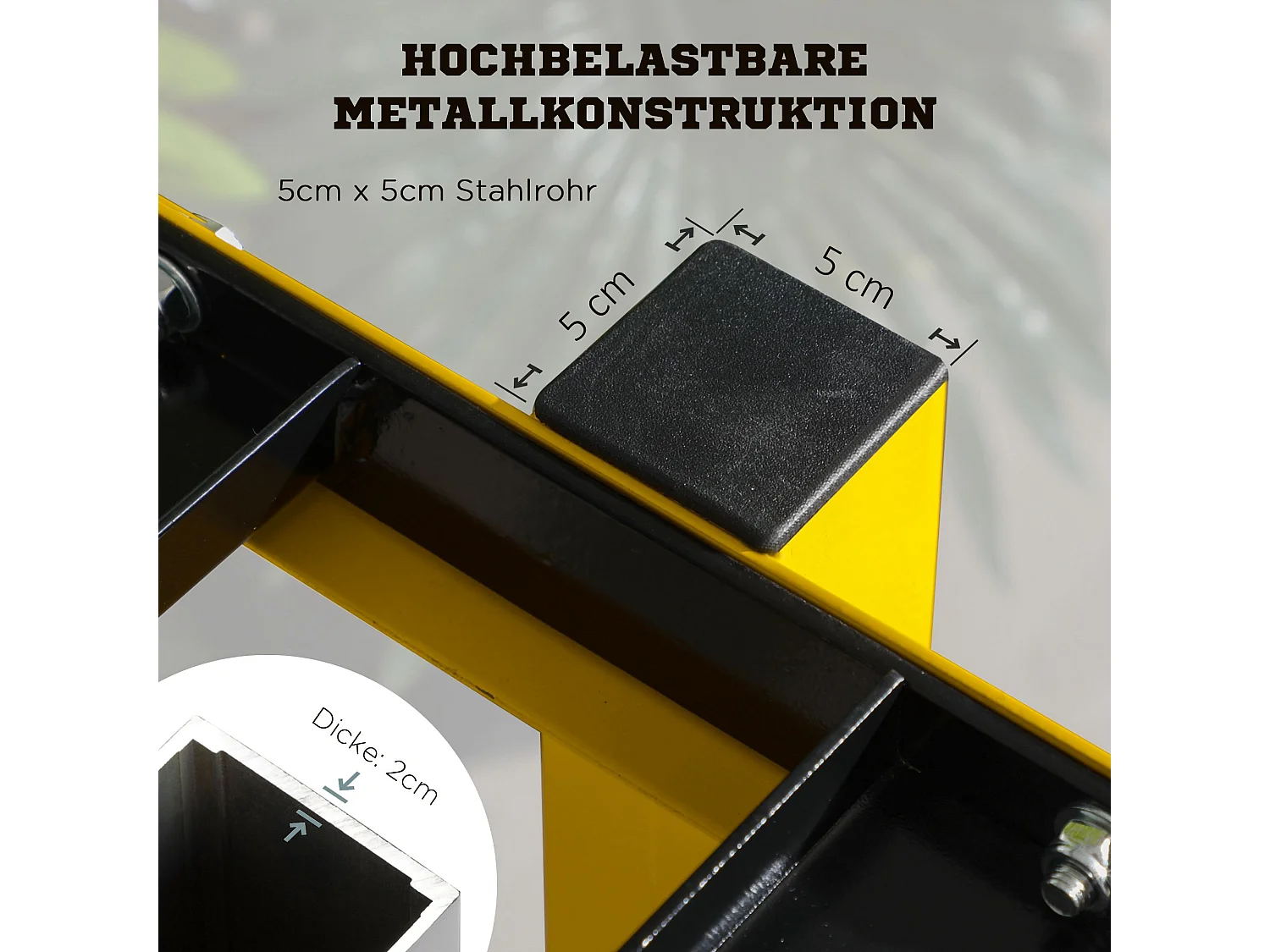 Support haltères 2 niveaux, acier, jaune (92.5x50.5x80.5cm)