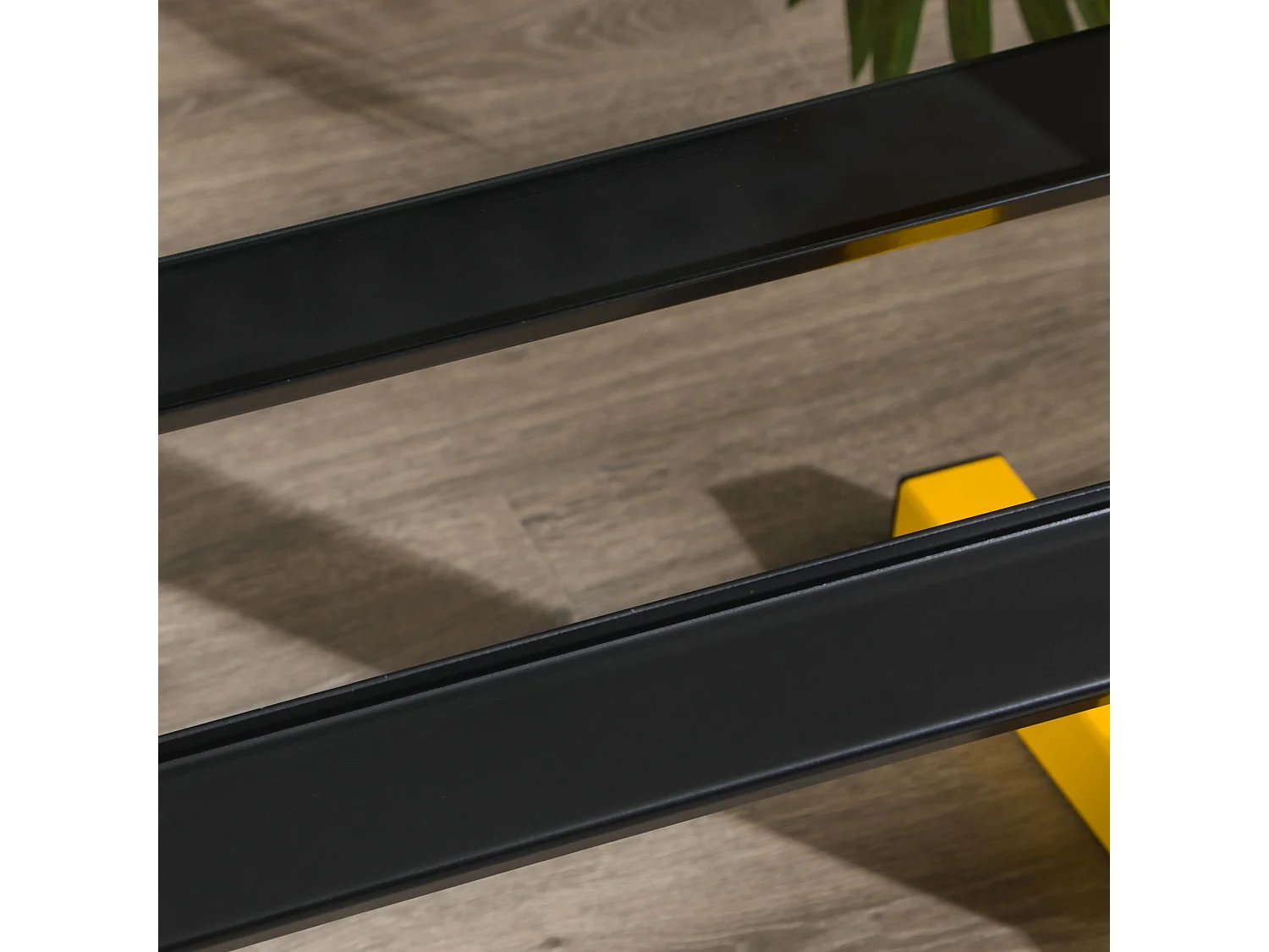 Support haltères 2 niveaux, acier, jaune (92.5x50.5x80.5cm)