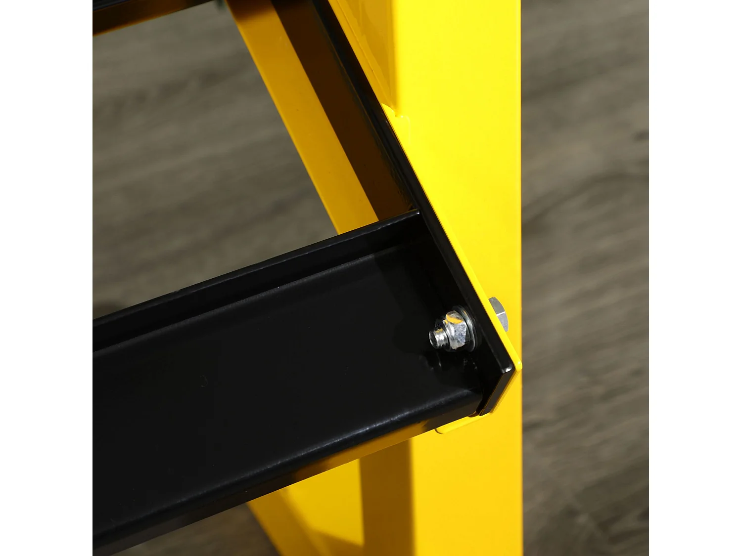 Support haltères 2 niveaux, acier, jaune (92.5x50.5x80.5cm)