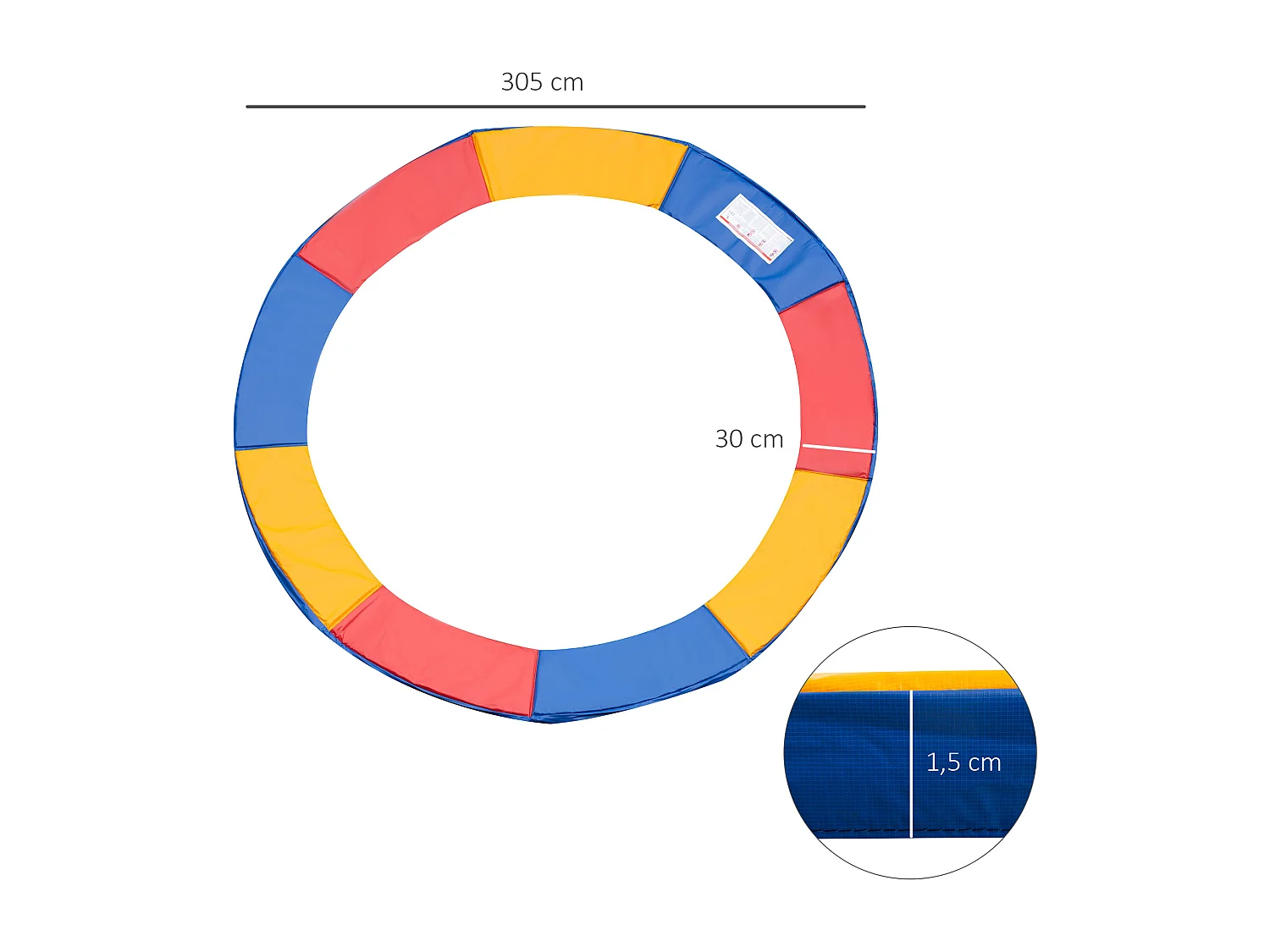 Accessoires de trampoline, set complet avec filet de sécurité, bâche et échelle, polyester, multicolore (305x305x15cm)