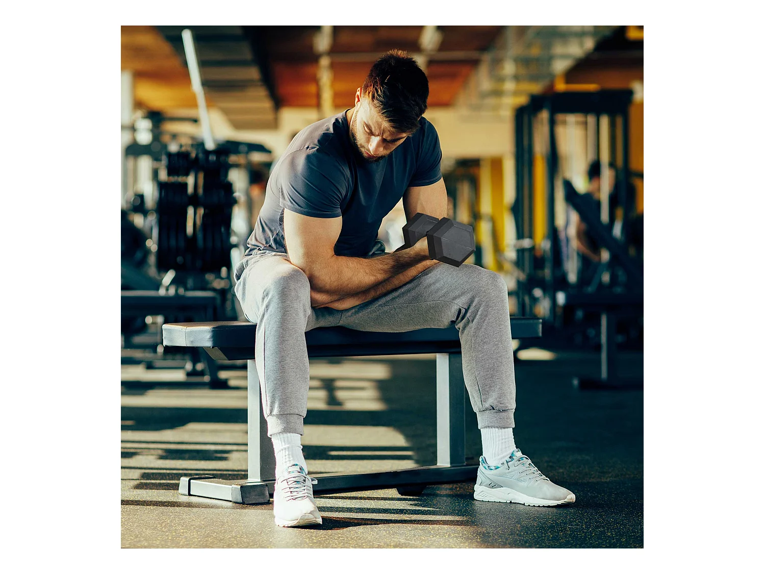 Haltère Hexagonale 15 kg, Métal et Caoutchouc, Noir (15.5x15.5x33.6 cm)