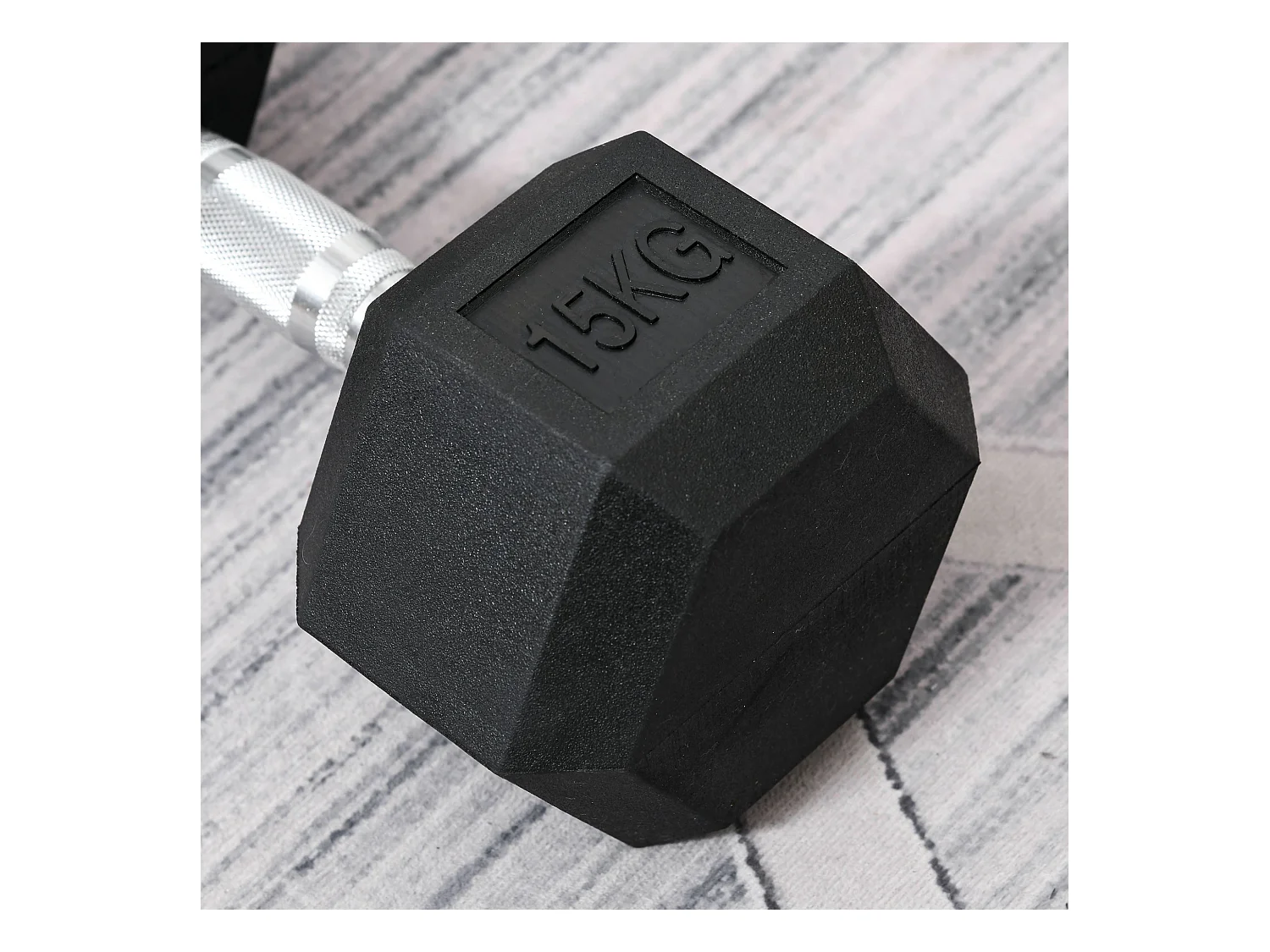 Haltère Hexagonale 15 kg, Métal et Caoutchouc, Noir (15.5x15.5x33.6 cm)