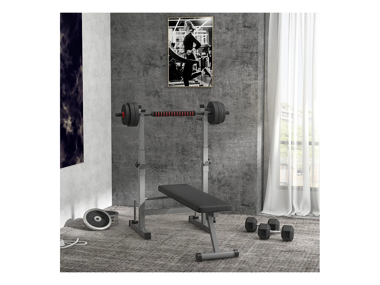 Haltère Hexagonale 15 kg, Métal et Caoutchouc, Noir (15.5x15.5x33.6 cm)