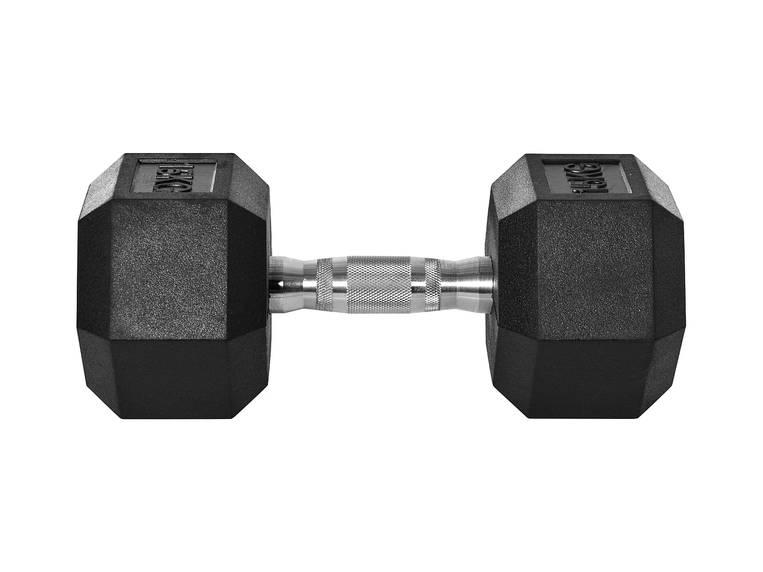 Mancuerna hexagonal de 15 kg, de metal y goma, color negro (15,5 x 15,5 x 33,6 cm)