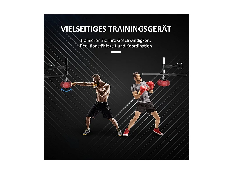 Support mural de boxe réglable avec barre pivotante 360°, similicuir, rouge (79x72x20 cm)