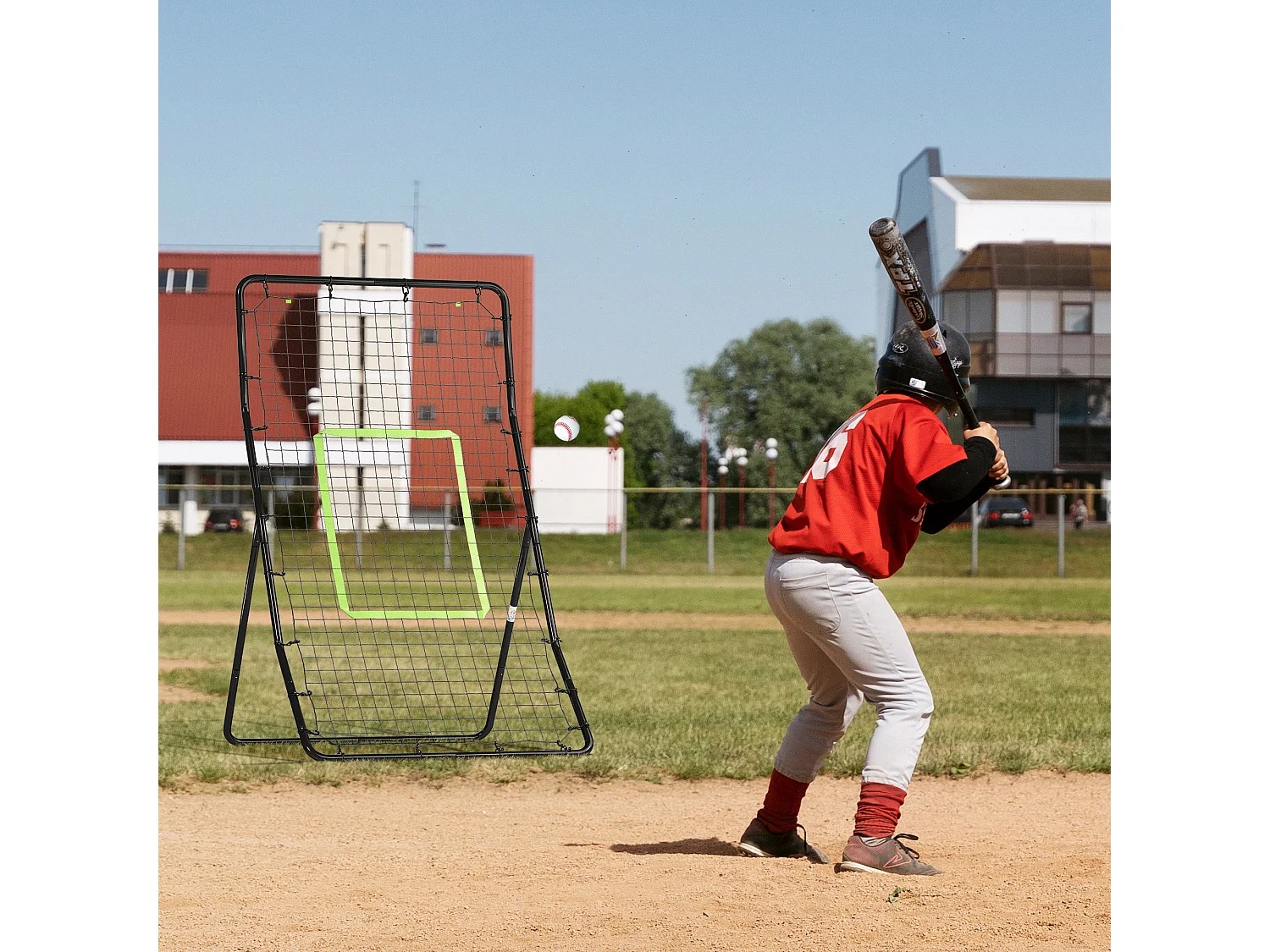Rebounder de Football, Mural de Rebond en Métal et PE, Noir (75x126 cm)