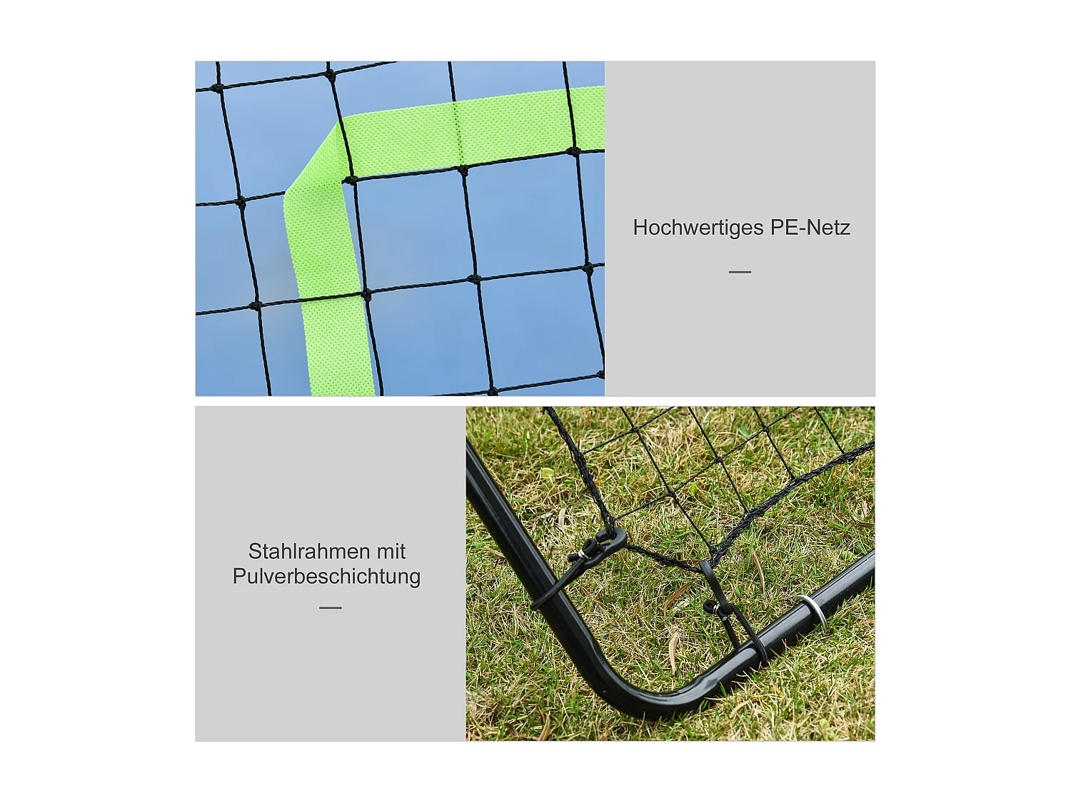 Rebounder de Football, Mural de Rebond en Métal et PE, Noir (75x126 cm)