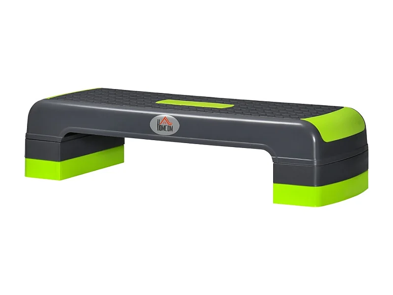 Aerobic stepper, verstelbaar in 3 hoogtes, duurzaam kunststof, grijs/groen, tot 150 kg (78x28x20 cm)