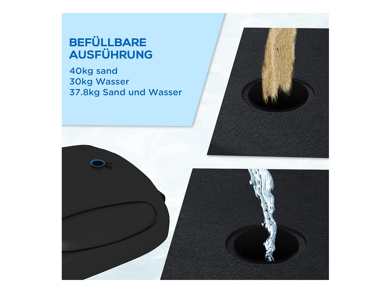 Panier de basket réglable en hauteur 221-282 cm, plaque arrière incassable avec roulettes, structure en acier stable, noir (84x60x282 cm)