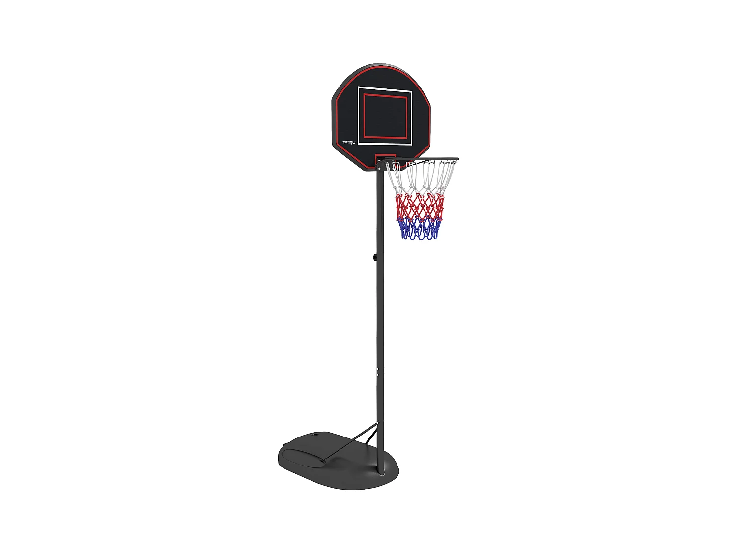 Canestro da basket regolabile in altezza 221-282 cm, piastra posteriore infrangibile con ruote, stabile telaio in acciaio, nero (84x60x282 cm)