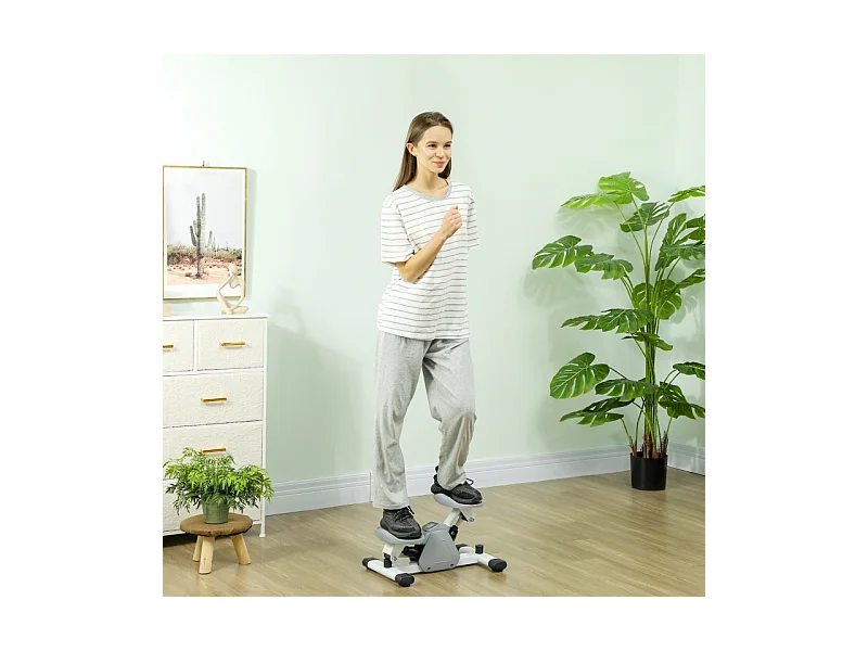 Mini stepper d'entraînement avec affichage LCD, pédales antidérapantes, plastique, gris (50.5x31.5x26 cm)