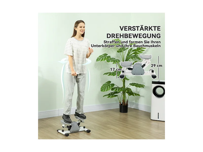 Mini stepper d'entraînement avec affichage LCD, pédales antidérapantes, plastique, gris (50.5x31.5x26 cm)