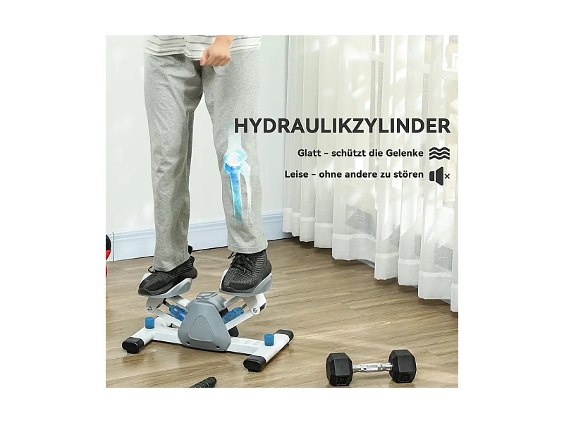 Mini stepper d'entraînement avec affichage LCD, pédales antidérapantes, plastique, gris (50.5x31.5x26 cm)