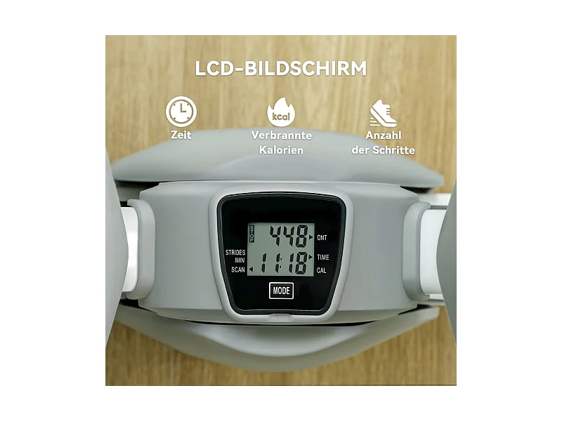 Mini stepper d'entraînement avec affichage LCD, pédales antidérapantes, plastique, gris (50.5x31.5x26 cm)