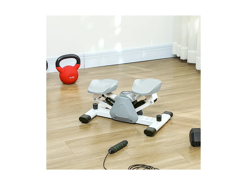 Mini stepper d'entraînement avec affichage LCD, pédales antidérapantes, plastique, gris (50.5x31.5x26 cm)