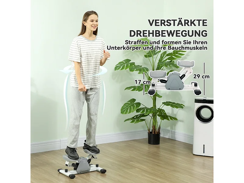 Mini stepper d'entraînement avec affichage LCD, pédales antidérapantes, plastique, gris (50.5x31.5x26 cm)