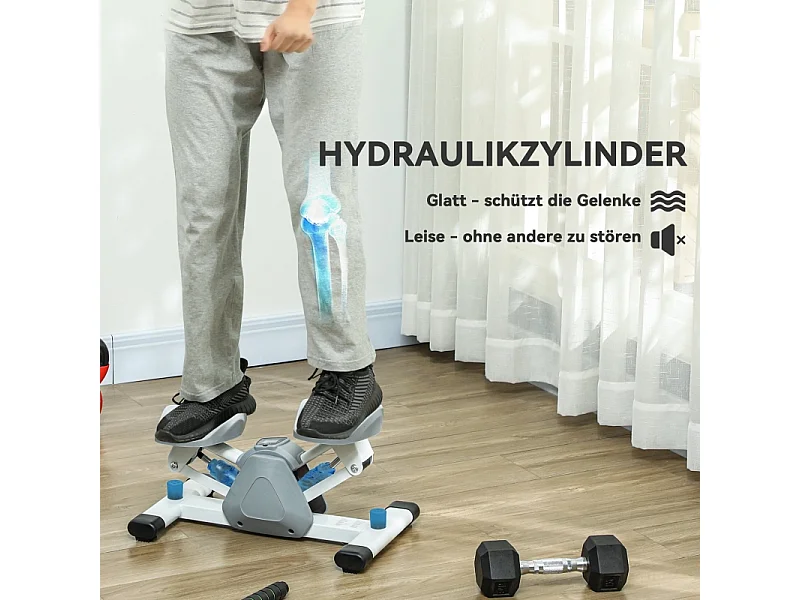 Mini stepper d'entraînement avec affichage LCD, pédales antidérapantes, plastique, gris (50.5x31.5x26 cm)