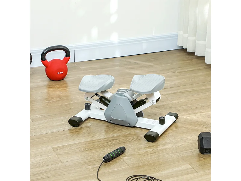 Mini stepper d'entraînement avec affichage LCD, pédales antidérapantes, plastique, gris (50.5x31.5x26 cm)