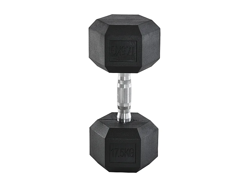 Haltères Hexagonaux en Métal 17.5 kg, avec Poignée Ribelée, Noir (16.2x16.2x34.6 cm)