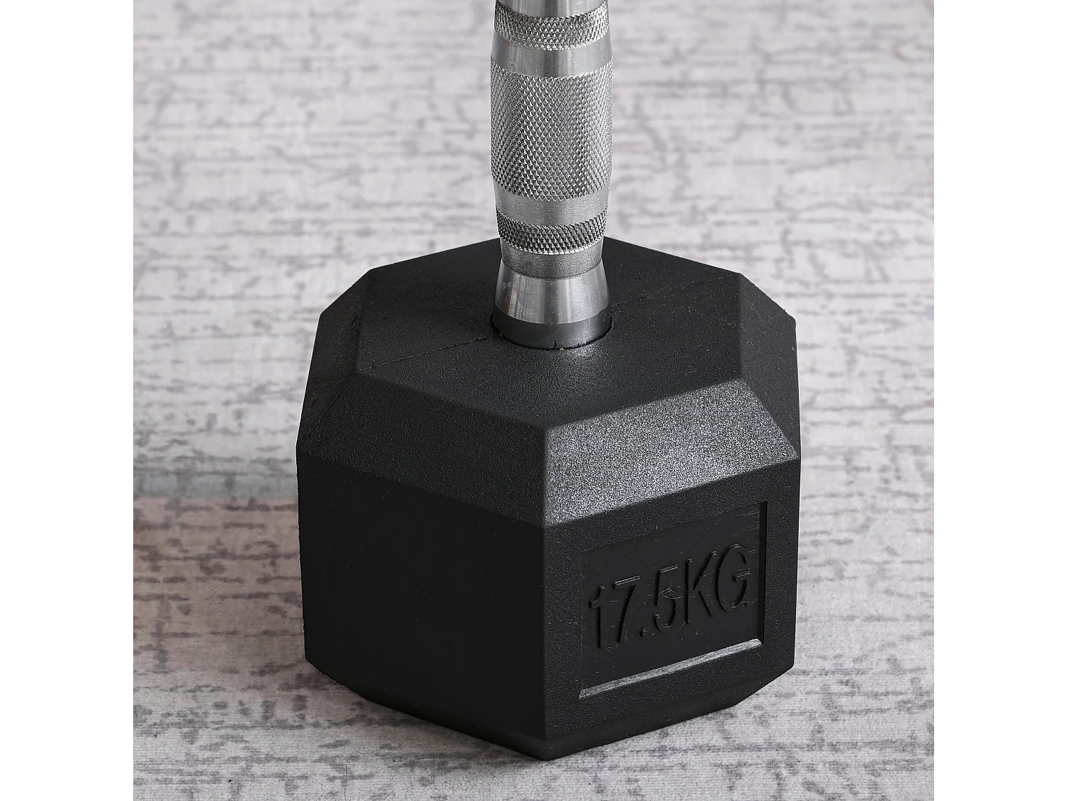 Haltères Hexagonaux en Métal 17.5 kg, avec Poignée Ribelée, Noir (16.2x16.2x34.6 cm)
