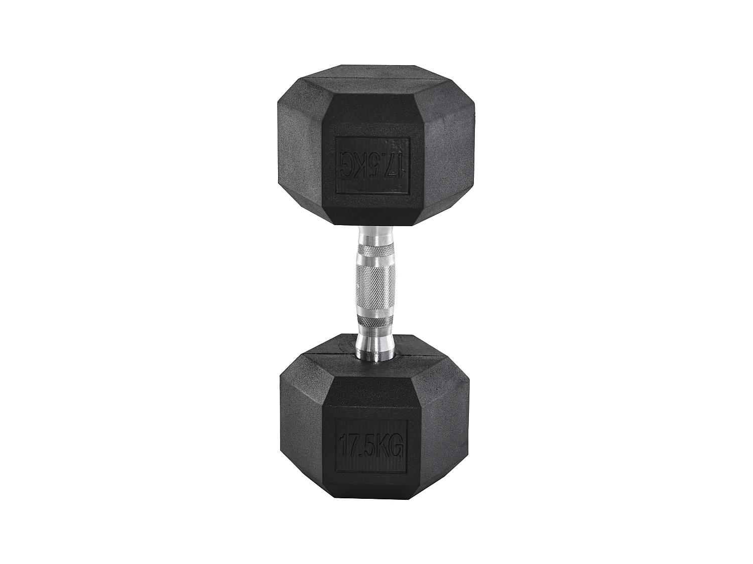Mancuernas hexagonales de metal de 17,5 kg con mango acanalado, color negro (16,2 x 16,2 x 34,6 cm)