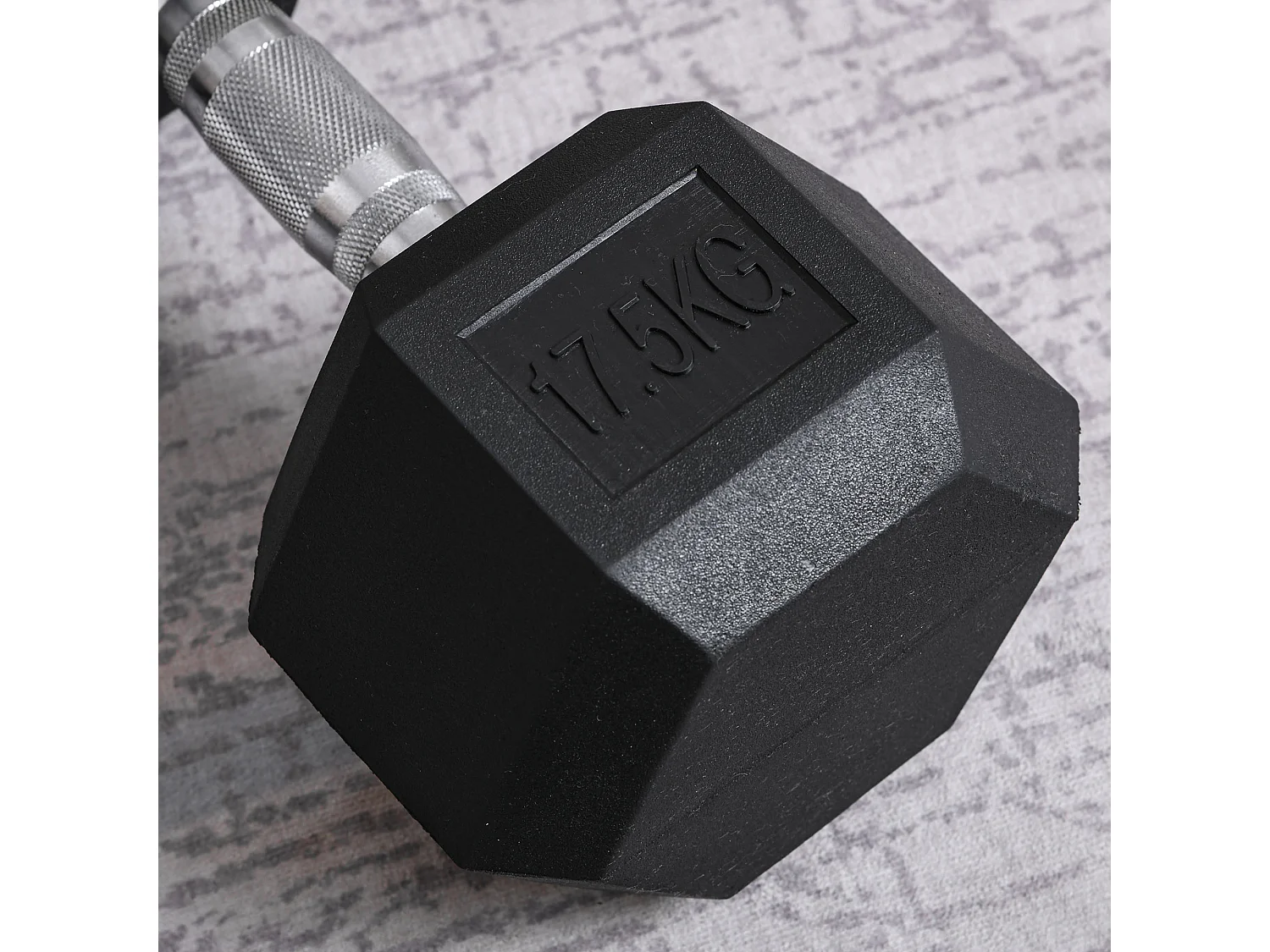 Haltères Hexagonaux en Métal 17.5 kg, avec Poignée Ribelée, Noir (16.2x16.2x34.6 cm)