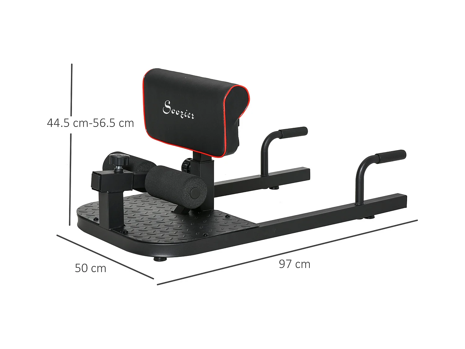 Banc d'entraînement 3 en 1 réglable, acier, noir, pour sissy squats, abdominaux et pompes (50x97x56.5-98 cm)
