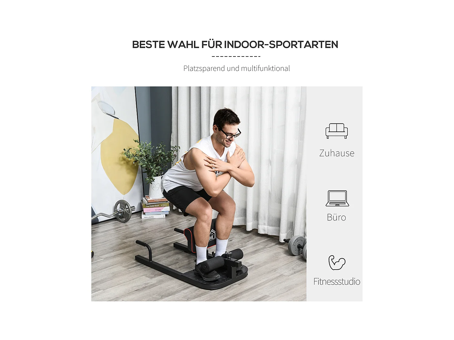 Banc d'entraînement 3 en 1 réglable, acier, noir, pour sissy squats, abdominaux et pompes (50x97x56.5-98 cm)