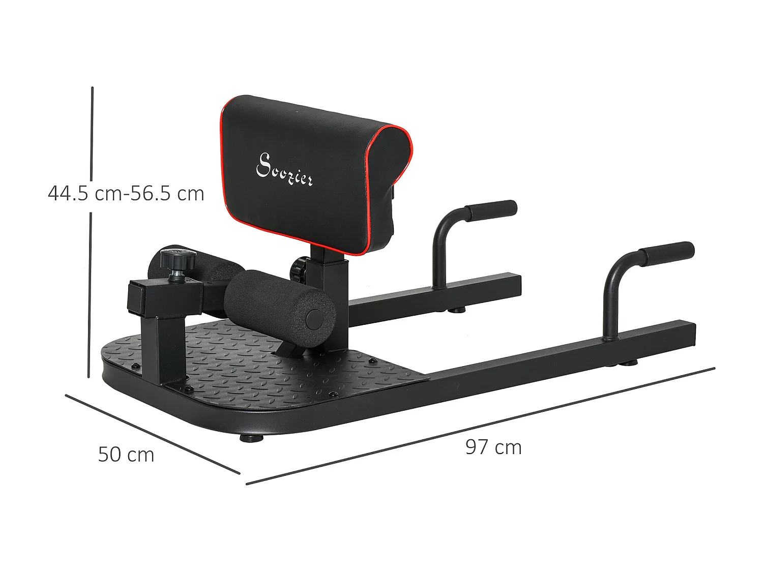 Banc d'entraînement 3 en 1 réglable, acier, noir, pour sissy squats, abdominaux et pompes (50x97x56.5-98 cm)