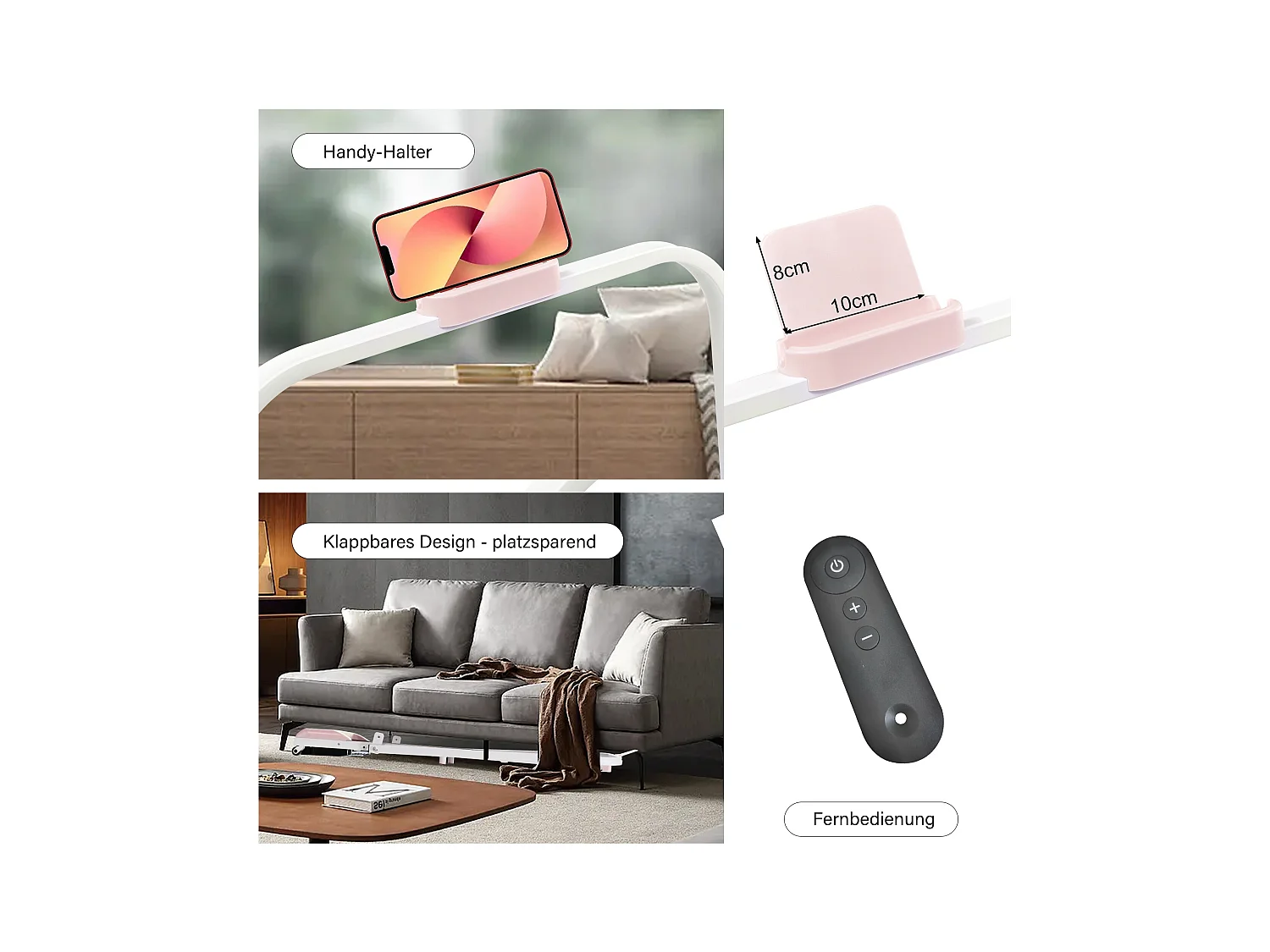 Tapis course pliable 2-en-1, télécommande, 1-6km/h, écran LED, haut-parleur Bluetooth, support téléphone, métal rose (130x58x13cm)