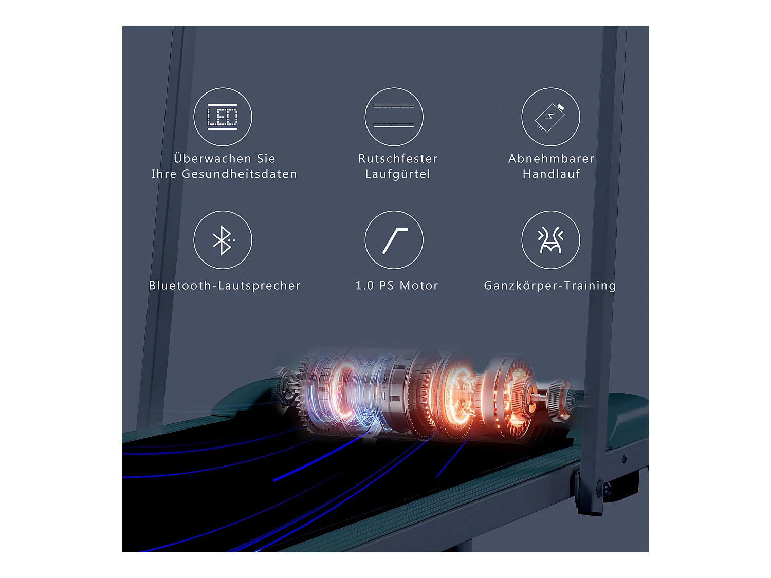 Tapis course pliable 2-en-1, télécommande, 1-6km/h, écran LED, haut-parleur Bluetooth, support téléphone, métal rose (130x58x13cm)