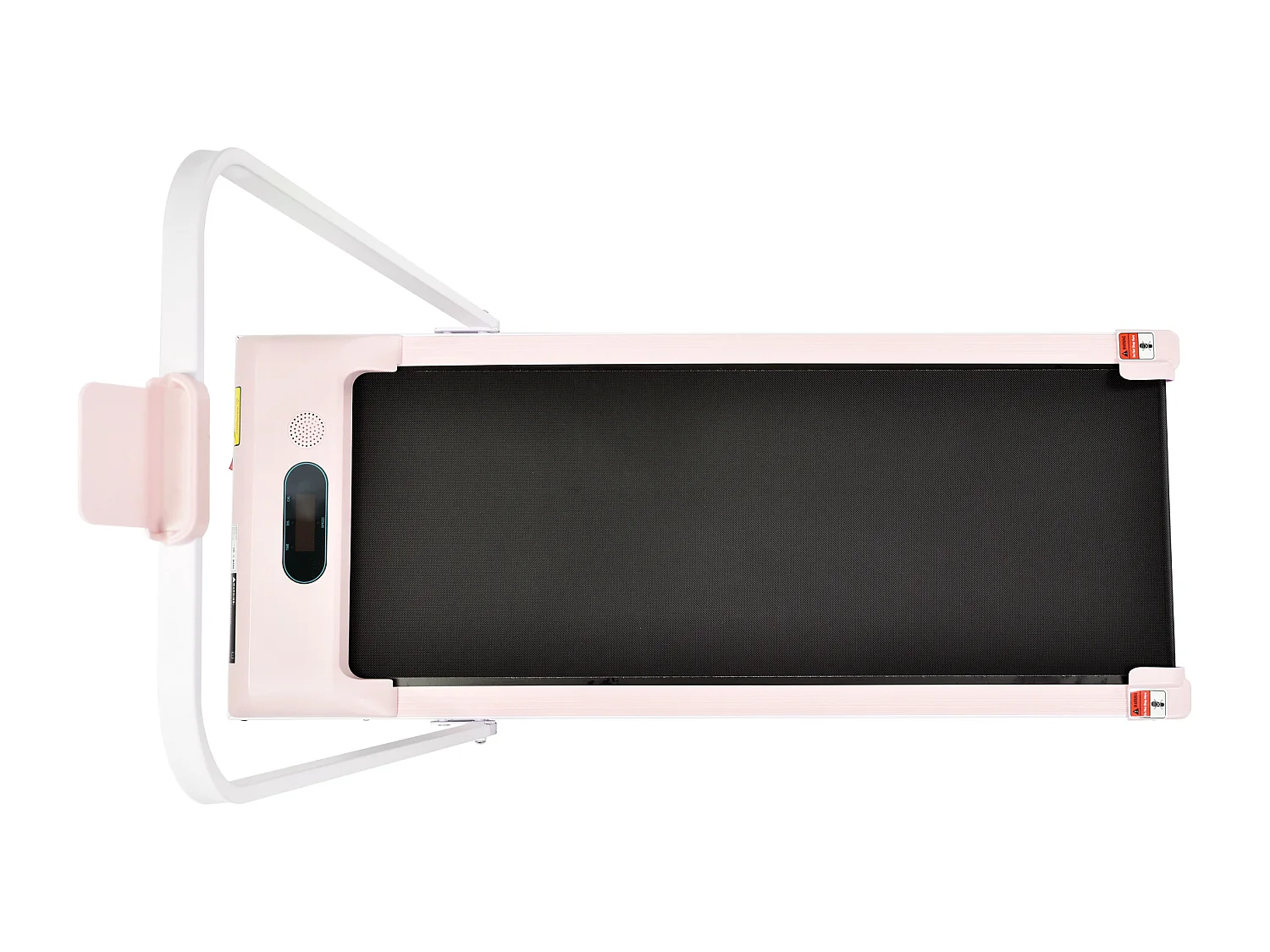 Tapis course pliable 2-en-1, télécommande, 1-6km/h, écran LED, haut-parleur Bluetooth, support téléphone, métal rose (130x58x13cm)